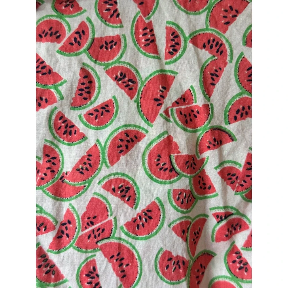 J.Crew Perfect Fit Watermelon Print Cotton Button Down Shirt White Red L 23871